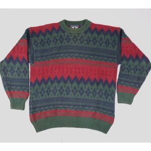 Woods & Gray Sweater Mens Sz L Nordic Knit Grandpa Dad Pullover Cotton Fair Isle